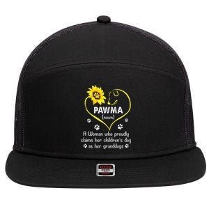 Sunflower Funny Dog Lover Pawma Mother's Day 7 Panel Mesh Trucker Snapback Hat