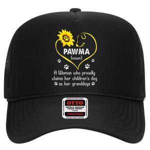 Sunflower Funny Dog Lover Pawma Mother's Day High Crown Mesh Back Trucker Hat