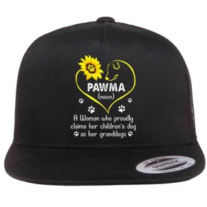 Sunflower Funny Dog Lover Pawma Mother's Day Flat Bill Trucker Hat