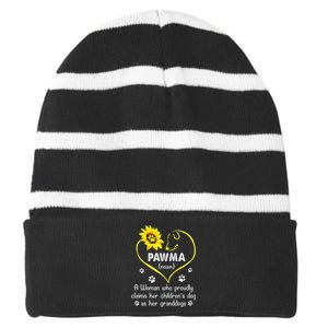 Sunflower Funny Dog Lover Pawma Mother's Day Striped Beanie with Solid Band