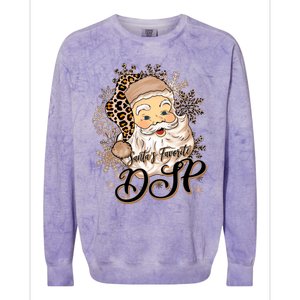 SantaS Favorite Dsp Leopard Hat Funny Santa Christmas Great Gift Colorblast Crewneck Sweatshirt