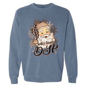 SantaS Favorite Dsp Leopard Hat Funny Santa Christmas Great Gift Garment-Dyed Sweatshirt