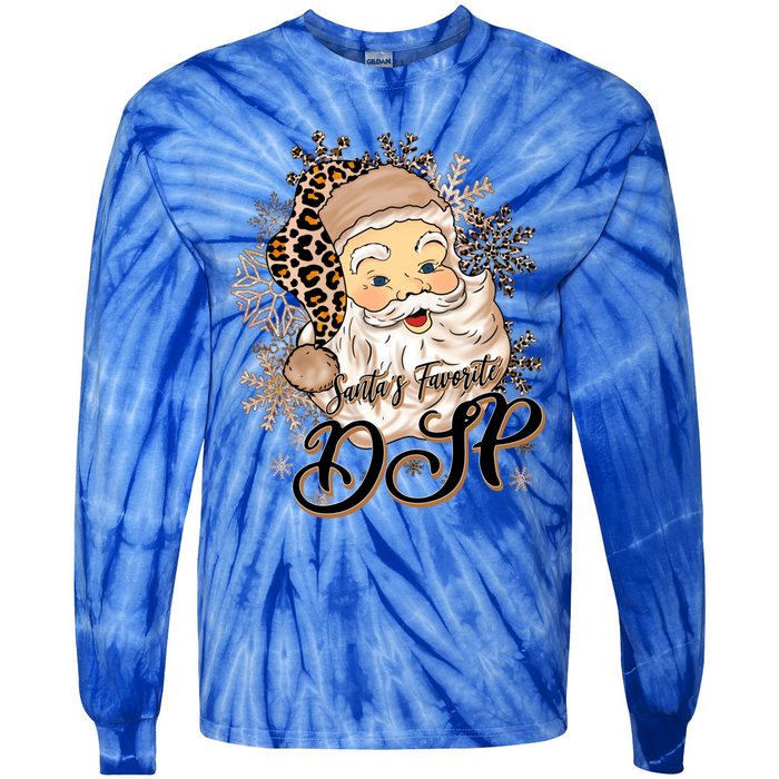 SantaS Favorite Dsp Leopard Hat Funny Santa Christmas Great Gift Tie-Dye Long Sleeve Shirt