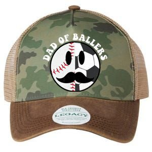 Smile Face Dad Of Ballers Baseball Soccer Player Fathers Day Gift Legacy Tie Dye Trucker Hat