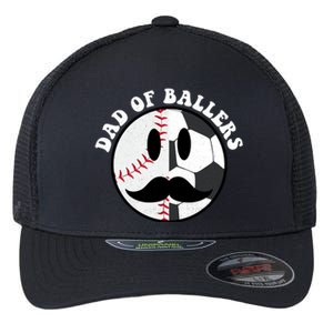 Smile Face Dad Of Ballers Baseball Soccer Player Fathers Day Gift Flexfit Unipanel Trucker Cap