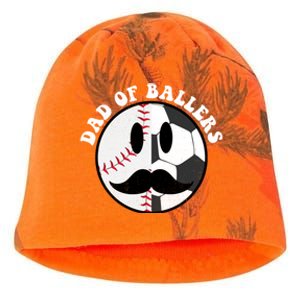 Smile Face Dad Of Ballers Baseball Soccer Player Fathers Day Gift Kati - Camo Knit Beanie