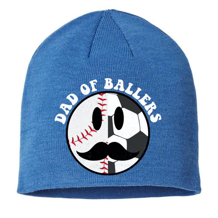 Smile Face Dad Of Ballers Baseball Soccer Player Fathers Day Gift Sustainable Beanie