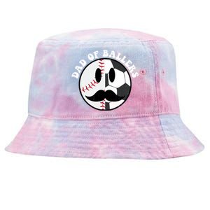 Smile Face Dad Of Ballers Baseball Soccer Player Fathers Day Gift Tie-Dyed Bucket Hat