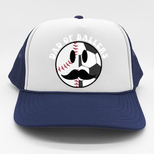 Smile Face Dad Of Ballers Baseball Soccer Player Fathers Day Gift Trucker Hat