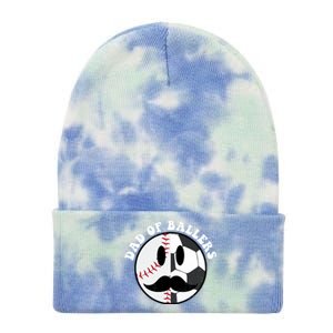 Smile Face Dad Of Ballers Baseball Soccer Player Fathers Day Gift Tie Dye 12in Knit Beanie