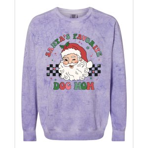 SantaS Favorite Dog Mom Retro Groovy Paws Christmas Santa Funny Gift Colorblast Crewneck Sweatshirt