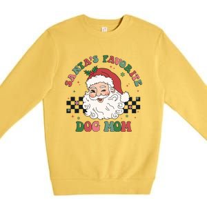 SantaS Favorite Dog Mom Retro Groovy Paws Christmas Santa Funny Gift Premium Crewneck Sweatshirt