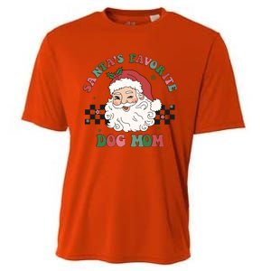 SantaS Favorite Dog Mom Retro Groovy Paws Christmas Santa Funny Gift Cooling Performance Crew T-Shirt