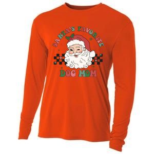 SantaS Favorite Dog Mom Retro Groovy Paws Christmas Santa Funny Gift Cooling Performance Long Sleeve Crew