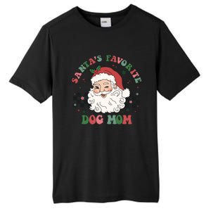 SantaS Favorite Dog Mom Retro Groovy Paws Christmas Santa Funny Gift Tall Fusion ChromaSoft Performance T-Shirt