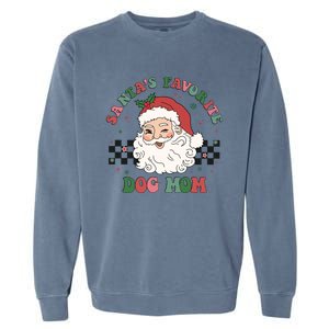 SantaS Favorite Dog Mom Retro Groovy Paws Christmas Santa Funny Gift Garment-Dyed Sweatshirt