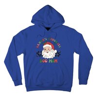 SantaS Favorite Dog Mom Retro Groovy Paws Christmas Santa Funny Gift Hoodie