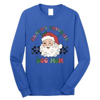 SantaS Favorite Dog Mom Retro Groovy Paws Christmas Santa Funny Gift Long Sleeve Shirt