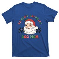 SantaS Favorite Dog Mom Retro Groovy Paws Christmas Santa Funny Gift T-Shirt