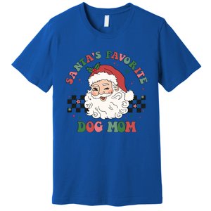 SantaS Favorite Dog Mom Retro Groovy Paws Christmas Santa Funny Gift Premium T-Shirt