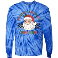 SantaS Favorite Dog Mom Retro Groovy Paws Christmas Santa Funny Gift Tie-Dye Long Sleeve Shirt