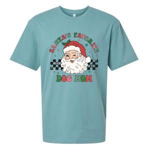 SantaS Favorite Dog Mom Retro Groovy Paws Christmas Santa Funny Gift Sueded Cloud Jersey T-Shirt