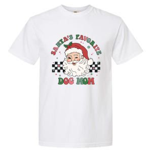 SantaS Favorite Dog Mom Retro Groovy Paws Christmas Santa Funny Gift Garment-Dyed Heavyweight T-Shirt