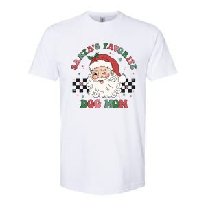 SantaS Favorite Dog Mom Retro Groovy Paws Christmas Santa Funny Gift Softstyle CVC T-Shirt