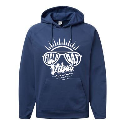 Sunrise Field Day Vibes Last Day Of School Field Day Teacher Gift Performance Fleece Hoodie