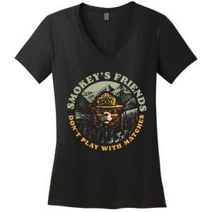 SmokeyS Friends DonT Play With Matches Retro Women's V-Neck T-Shirt