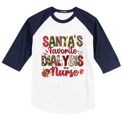 SantaS Favorite Dialysis Nurse Buffalo Plaid Christmas Swea Baseball Sleeve Shirt