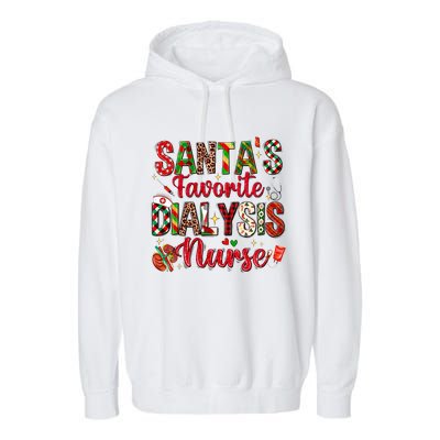 SantaS Favorite Dialysis Nurse Buffalo Plaid Christmas Swea Garment-Dyed Fleece Hoodie