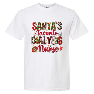 SantaS Favorite Dialysis Nurse Buffalo Plaid Christmas Swea Garment-Dyed Heavyweight T-Shirt