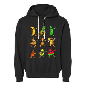 Summer Fruit Dabbing Banana Pineapple Pizza Watermelon Garment-Dyed Fleece Hoodie