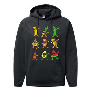 Summer Fruit Dabbing Banana Pineapple Pizza Watermelon Performance Fleece Hoodie