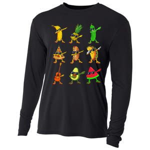 Summer Fruit Dabbing Banana Pineapple Pizza Watermelon Cooling Performance Long Sleeve Crew