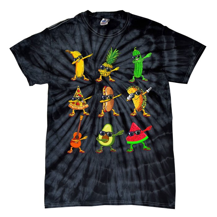 Summer Fruit Dabbing Banana Pineapple Pizza Watermelon Tie-Dye T-Shirt