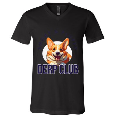 Short & Fluffy Derp Club For Corgis V-Neck T-Shirt