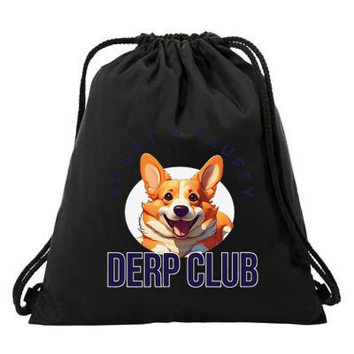 Short & Fluffy Derp Club For Corgis Drawstring Bag