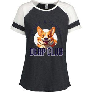 Short & Fluffy Derp Club For Corgis Enza Ladies Jersey Colorblock Tee