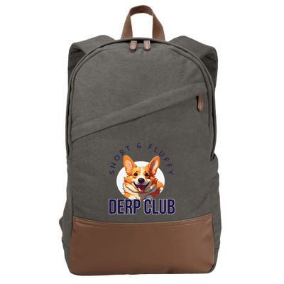 Short & Fluffy Derp Club For Corgis Cotton Canvas Backpack