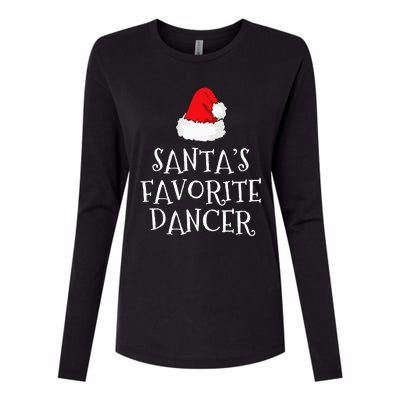 SantaS Favorite Dancer Christmas Hat Funny Dancing Dance Womens Cotton Relaxed Long Sleeve T-Shirt