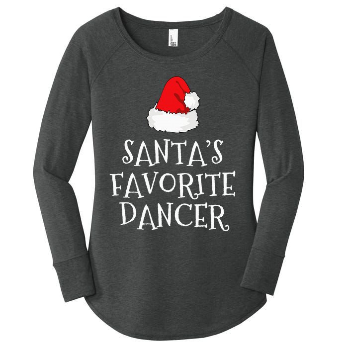 SantaS Favorite Dancer Christmas Hat Funny Dancing Dance Women's Perfect Tri Tunic Long Sleeve Shirt