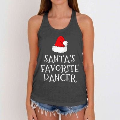 SantaS Favorite Dancer Christmas Hat Funny Dancing Dance Women's Knotted Racerback Tank