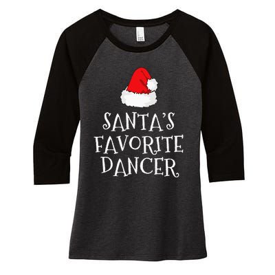 SantaS Favorite Dancer Christmas Hat Funny Dancing Dance Women's Tri-Blend 3/4-Sleeve Raglan Shirt