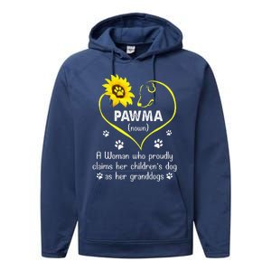 Sunflower Funny Dog Lover Pawma Mothers Day Performance Fleece Hoodie