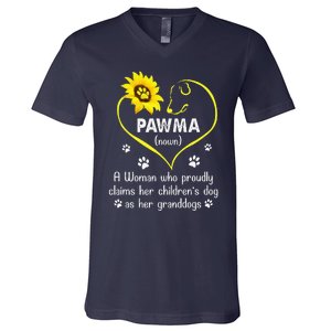 Sunflower Funny Dog Lover Pawma Mothers Day V-Neck T-Shirt