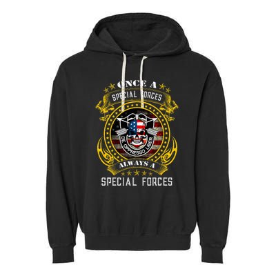 Special Forces De Oppresso Liber Green Beret Skull Garment-Dyed Fleece Hoodie