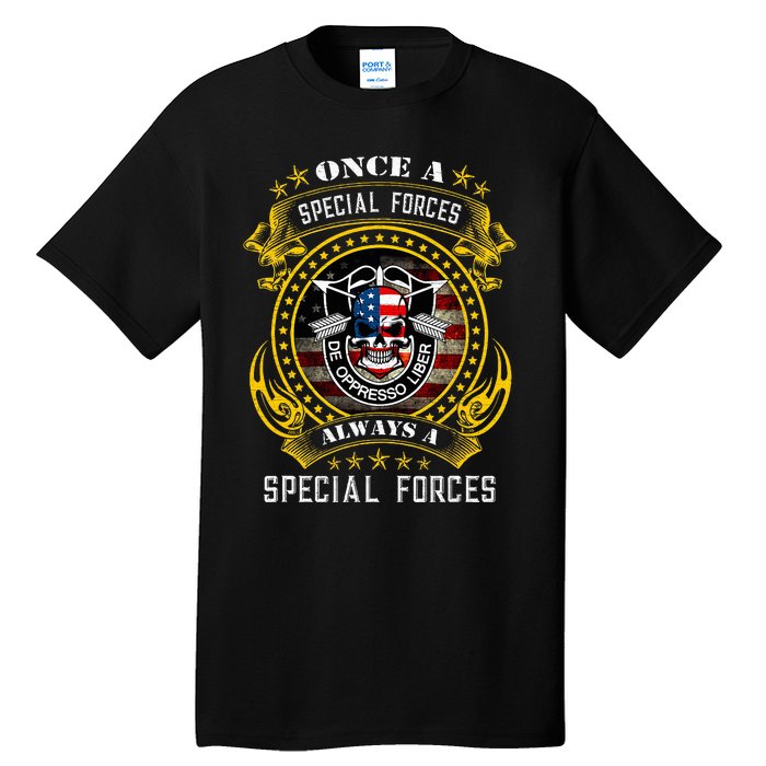 Special Forces De Oppresso Liber Green Beret Skull Tall T-Shirt