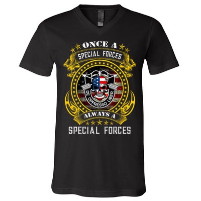 Special Forces De Oppresso Liber Green Beret Skull V-Neck T-Shirt